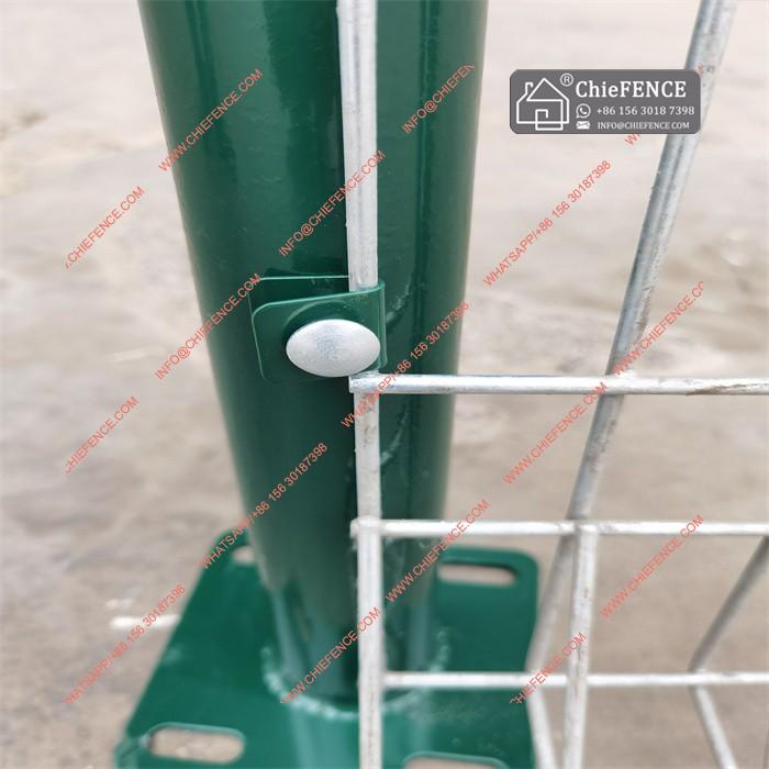 Round green post with clamps wire mesh fencing panel